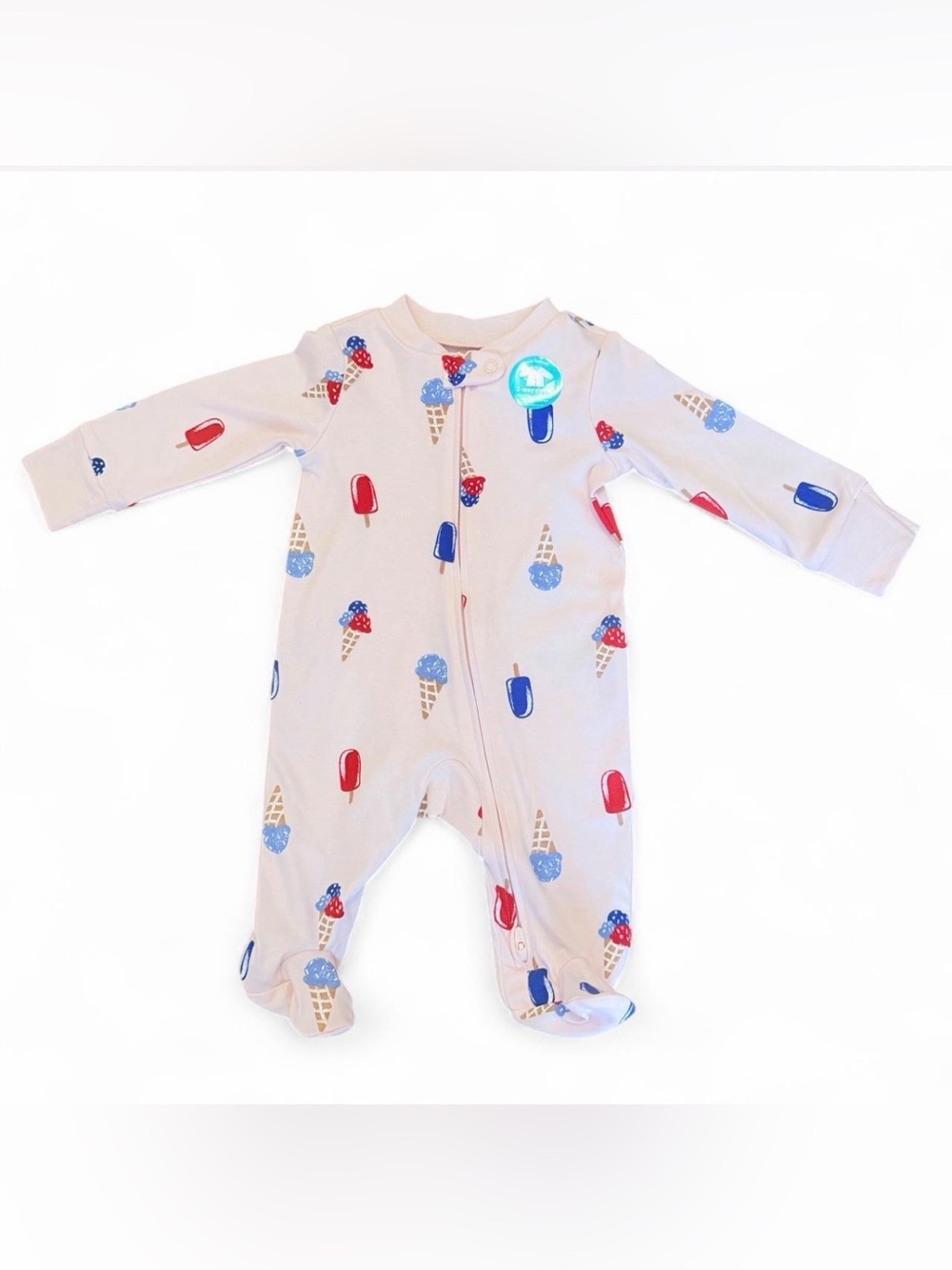 Carter's Baby Footed One-Piece with Red & Blue Ice Cream Print
